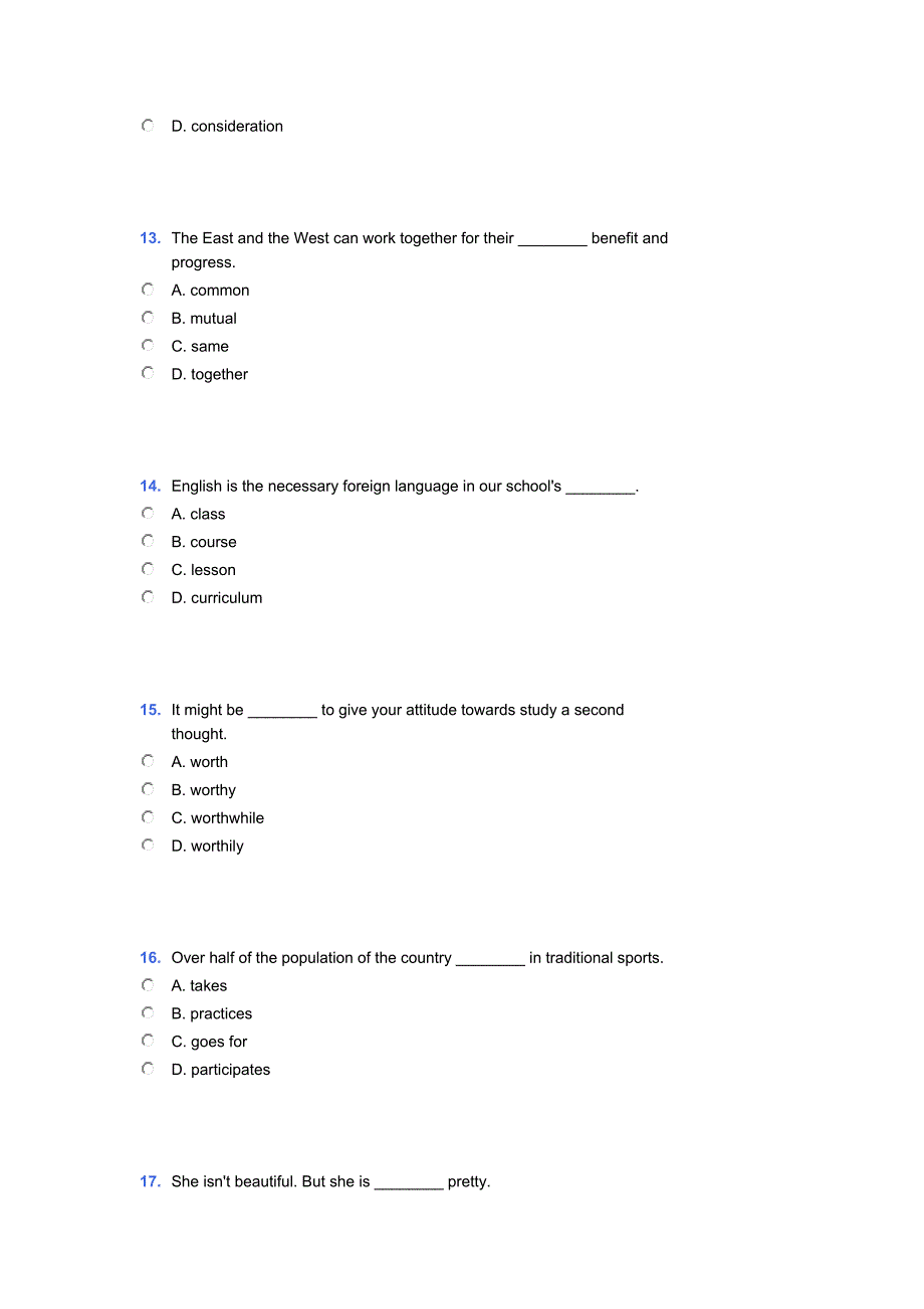 新标准大学英语 quiz 2 答案_第4页