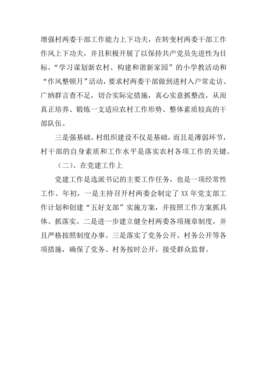 xx年新任村支部书记个人述职报告_第4页