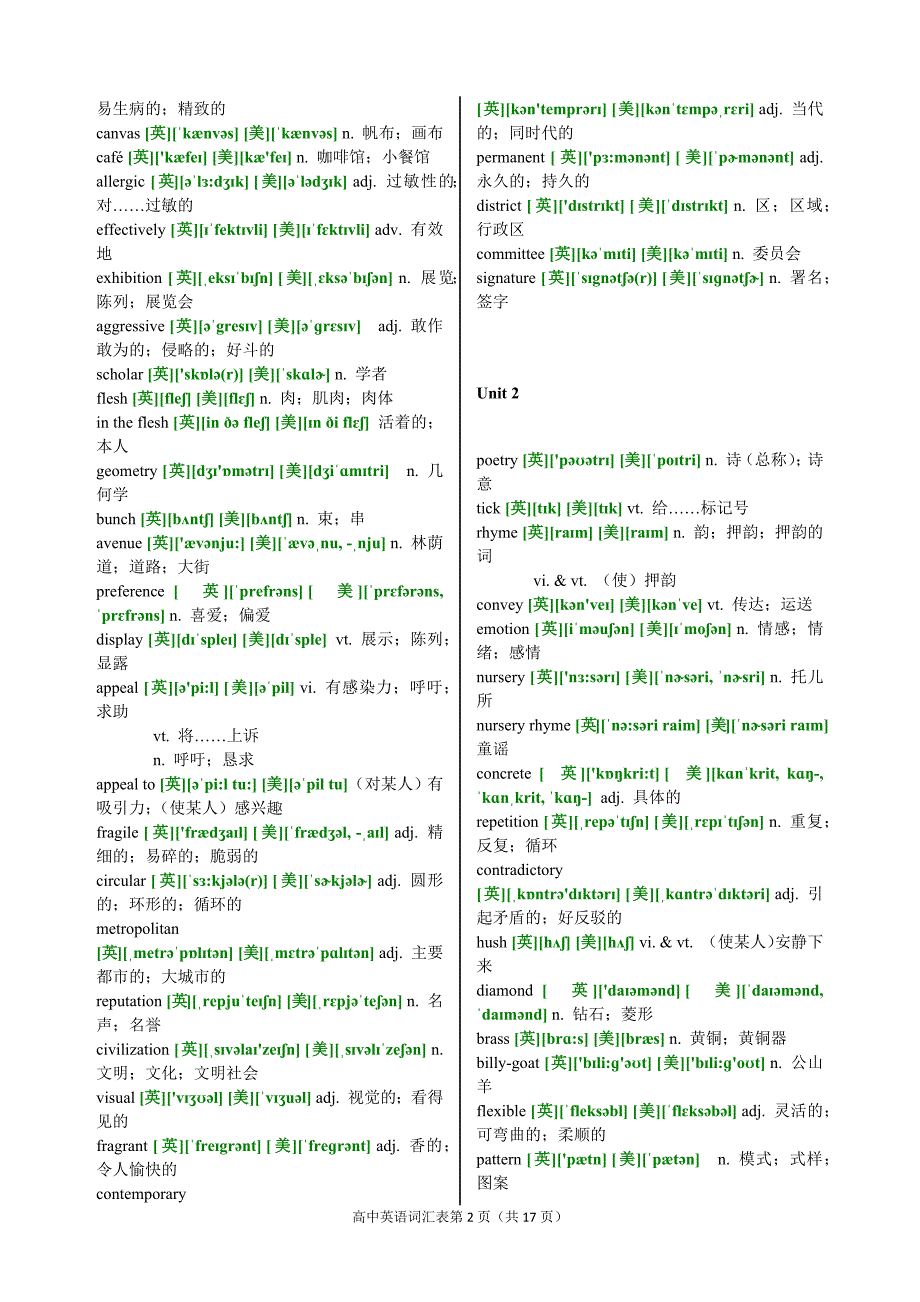 新人教版高中英语选修六至选修八单词(带音标)_第2页