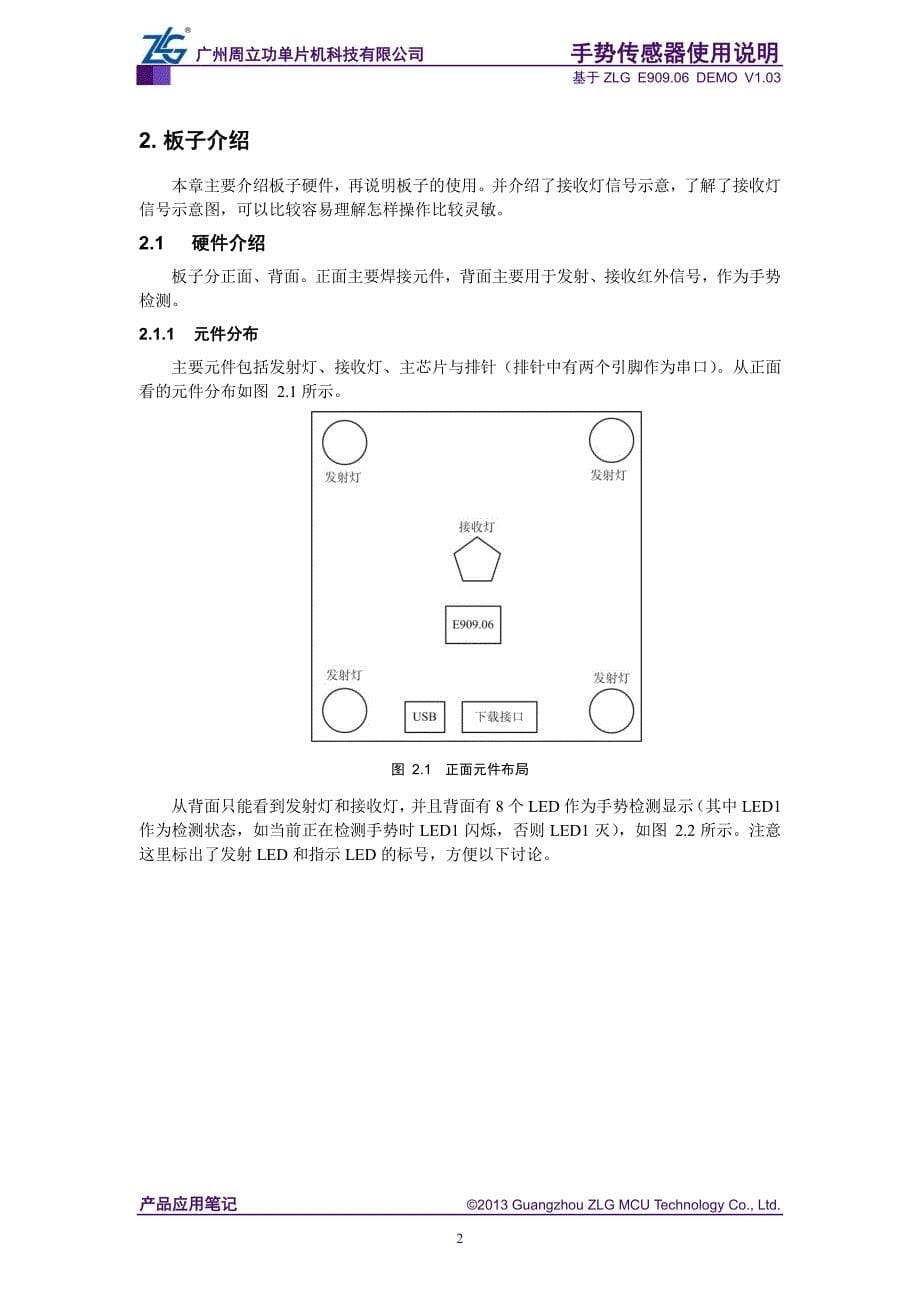 周立功单片机手势传感器系列—E手势传感器使用说明 V_第5页