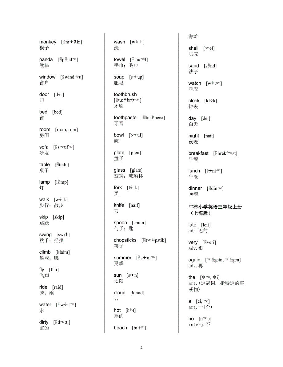 小学英语牛津词汇表  (带音标)_第4页