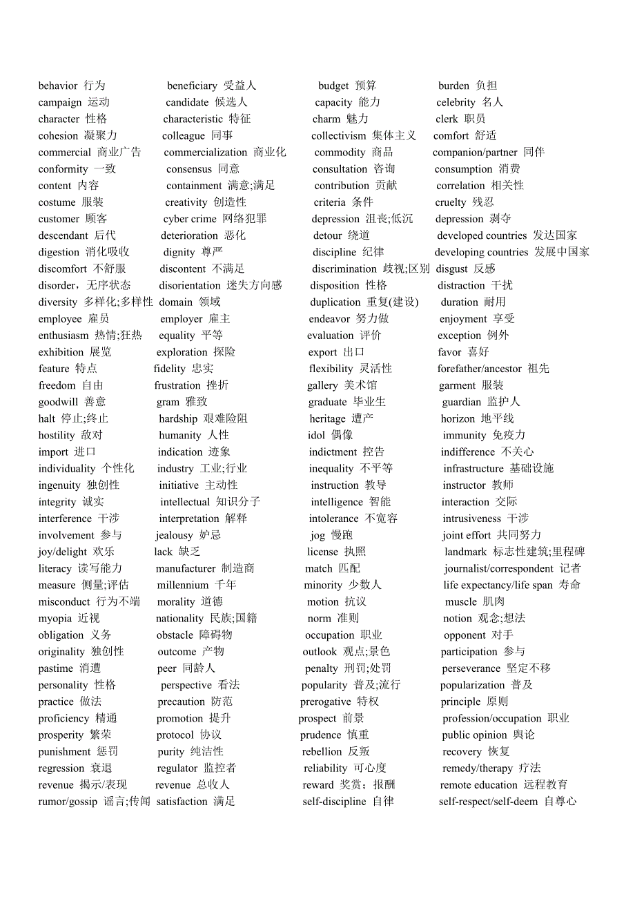 英语专业四级作文常用单词(整理版)_第2页