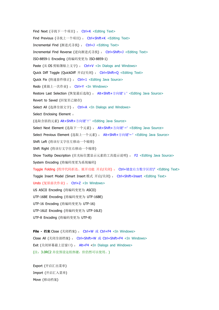 eclipse 3.0 rc2 热键表 (中英对照解说版,default)eclips java 入门必备全部快捷键_第2页