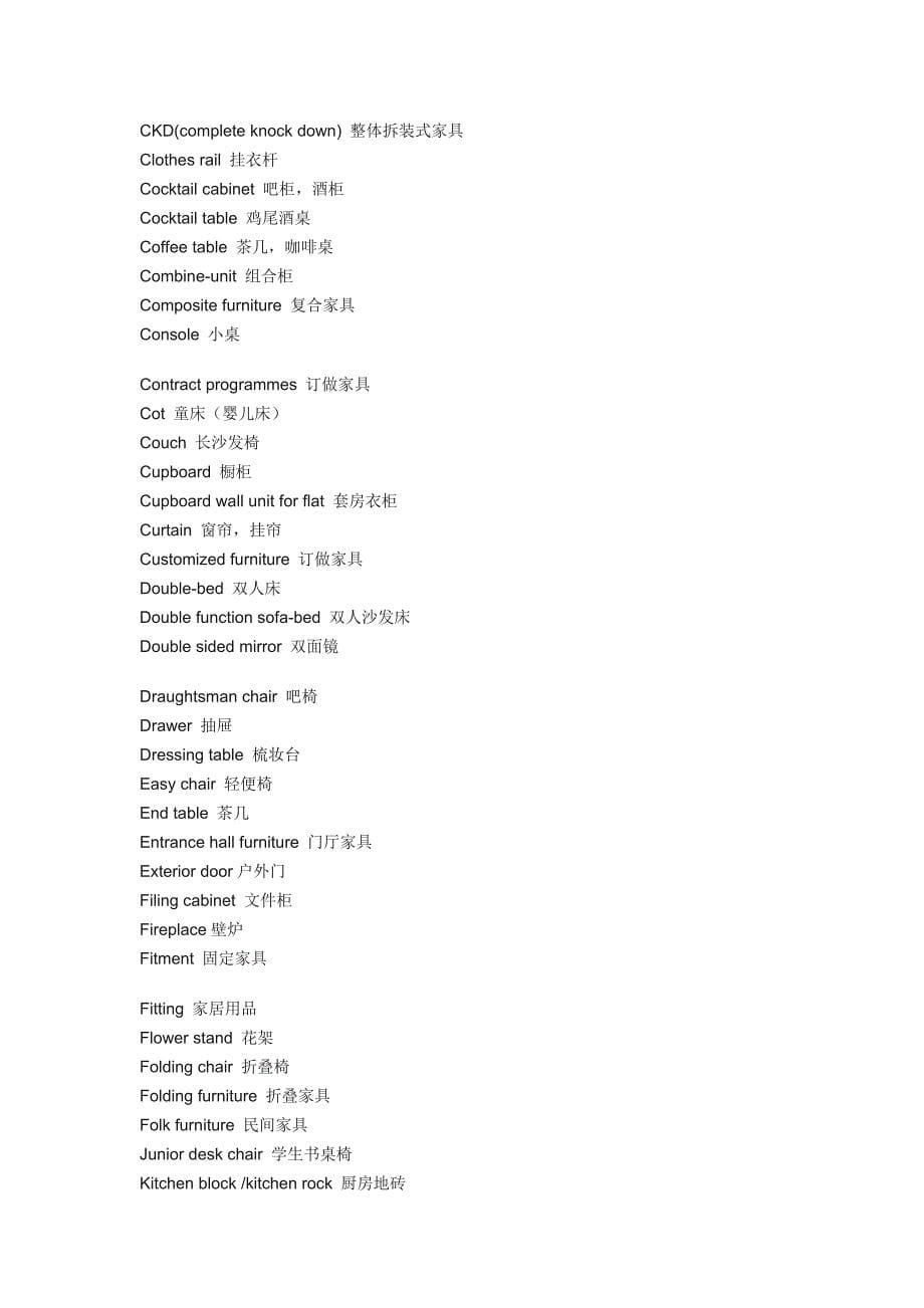 家具日用品英文单词大全_第5页