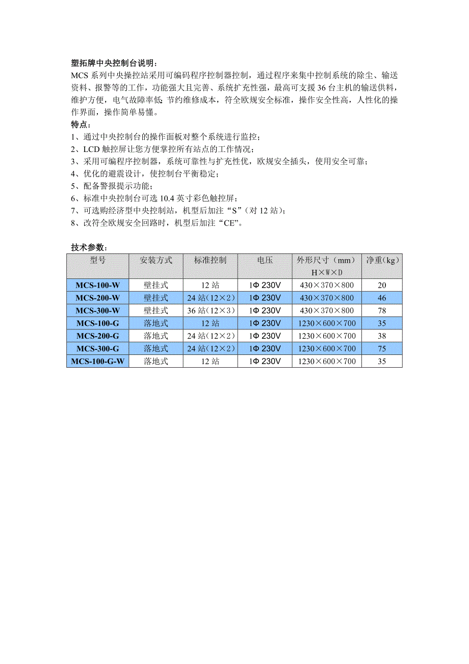 塑拓牌中央控制台说明_第1页