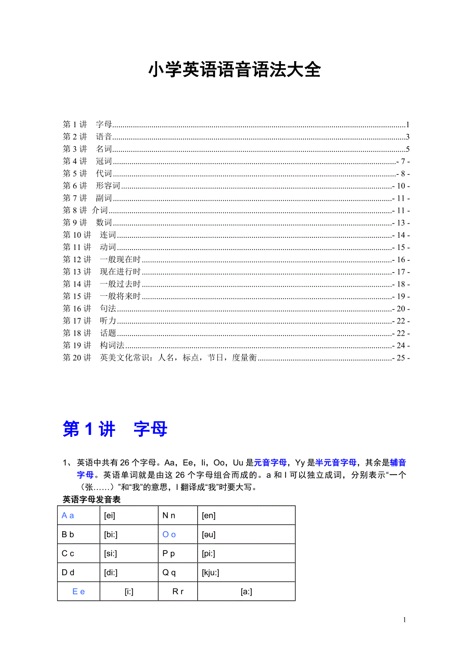 小学英语语音语法大全_第1页