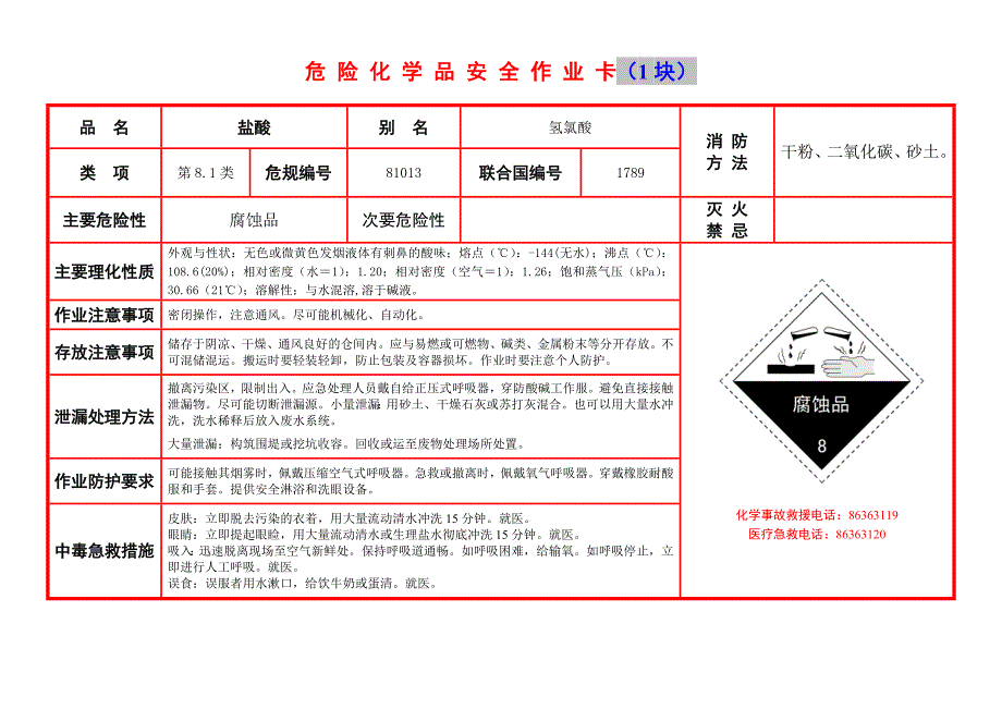 危 险 化 学 品 安 全 作 业 卡_第1页