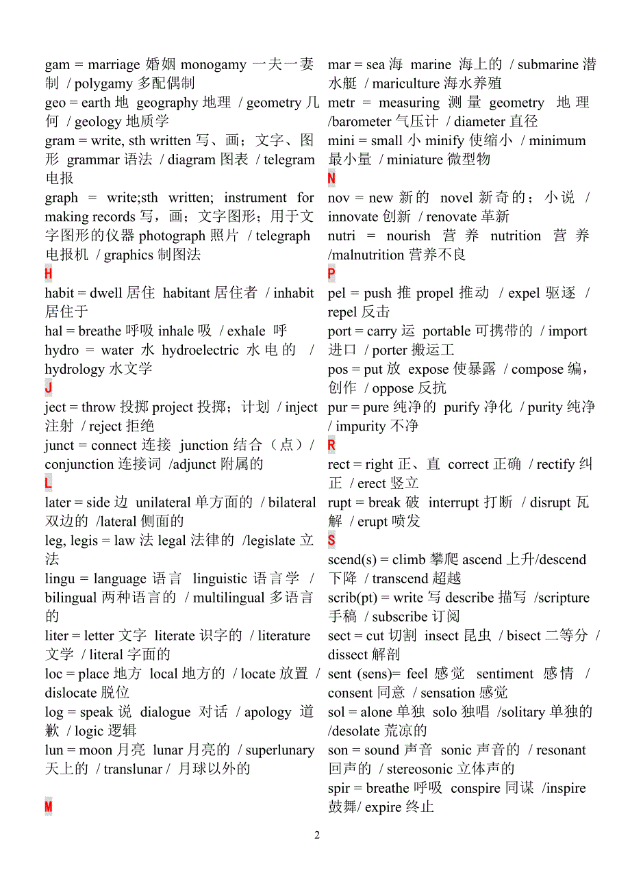 最新整理词根词缀法初中英语学习_第2页