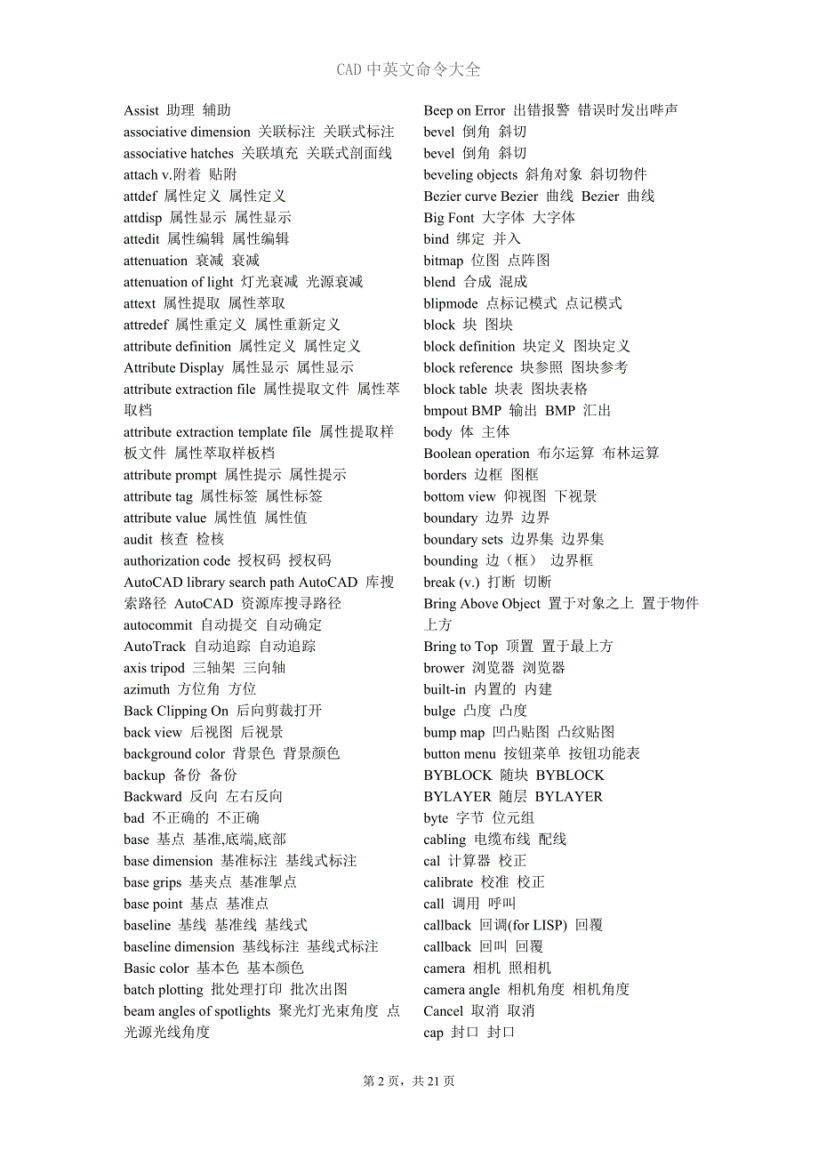 CAD、3D中英文命令大全_第2页