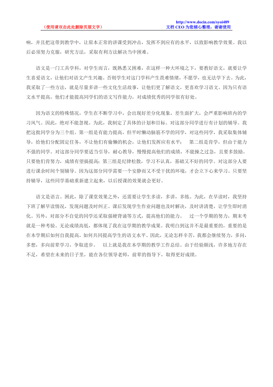 初中语文教学工作总结_第2页