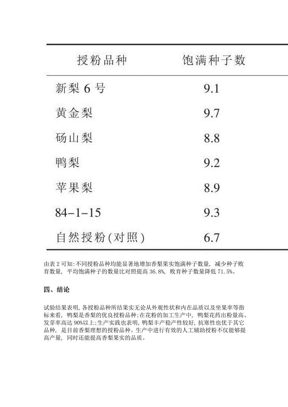 不同授粉品种对香梨品质和坐果率的影响_第5页