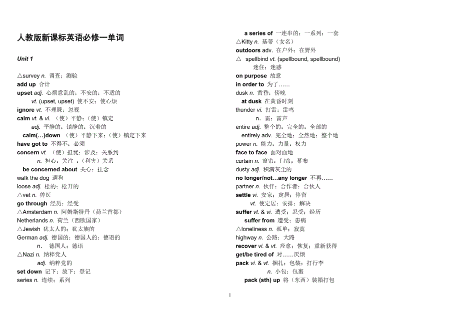 新课标高一英语必修1-必修5单词表_第1页