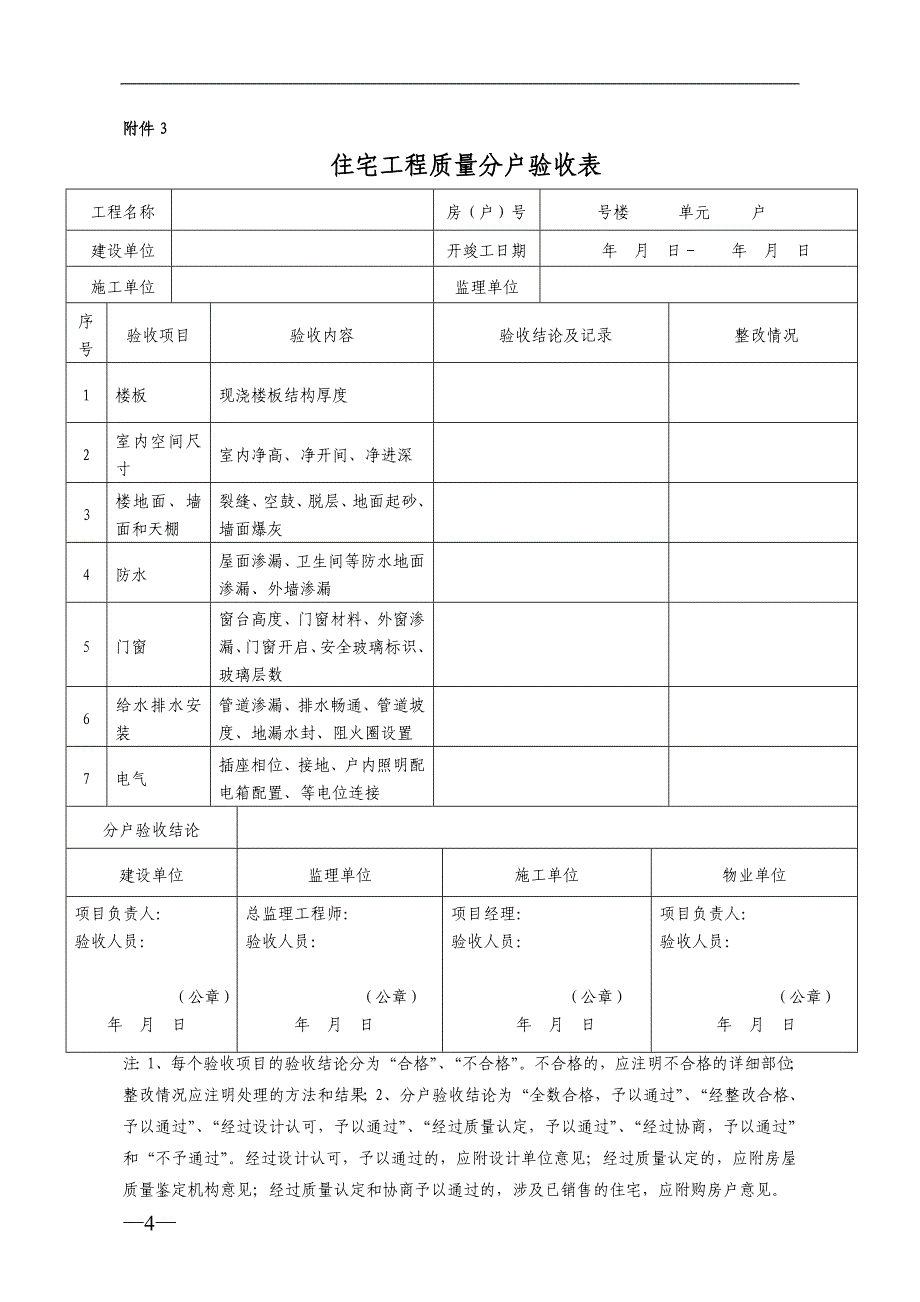 住宅工程质量分户验收的表格_第4页