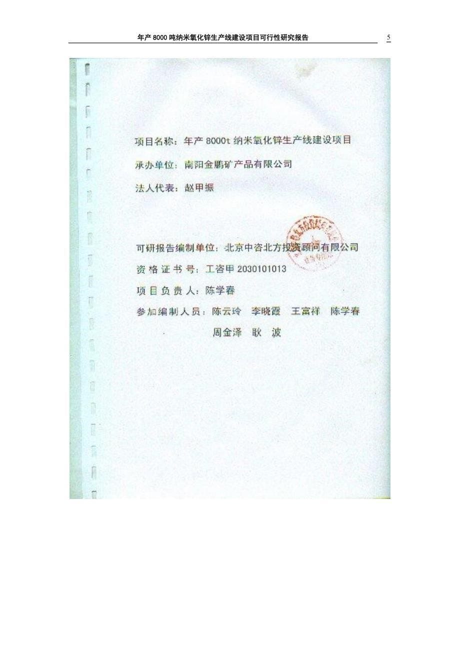 年产8000吨纳米氧化锌生产线建设项目可行性研究报告_第5页