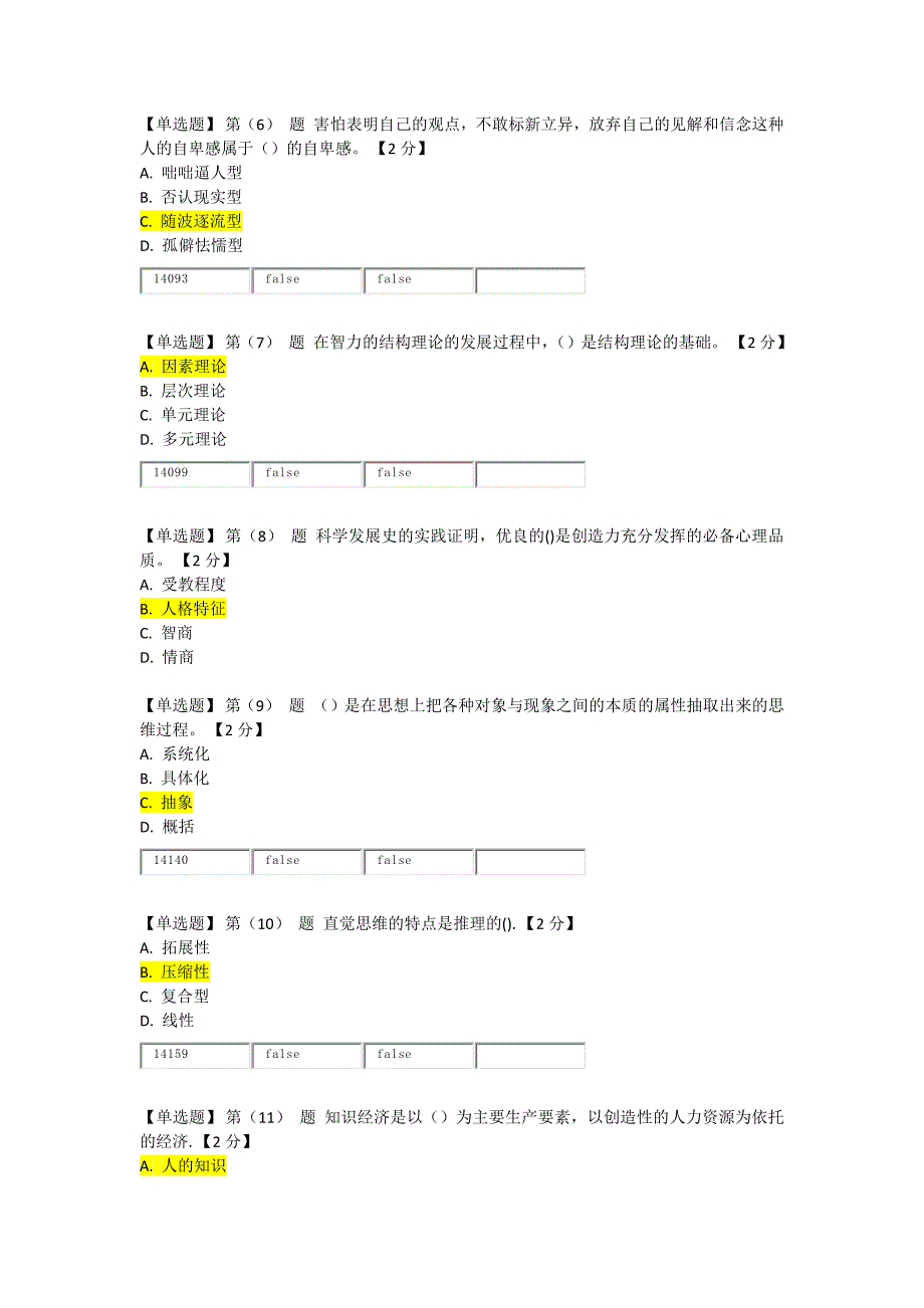 专业技术人员潜能激活与创造力开发教程在线考试(2015年)--90分_第2页