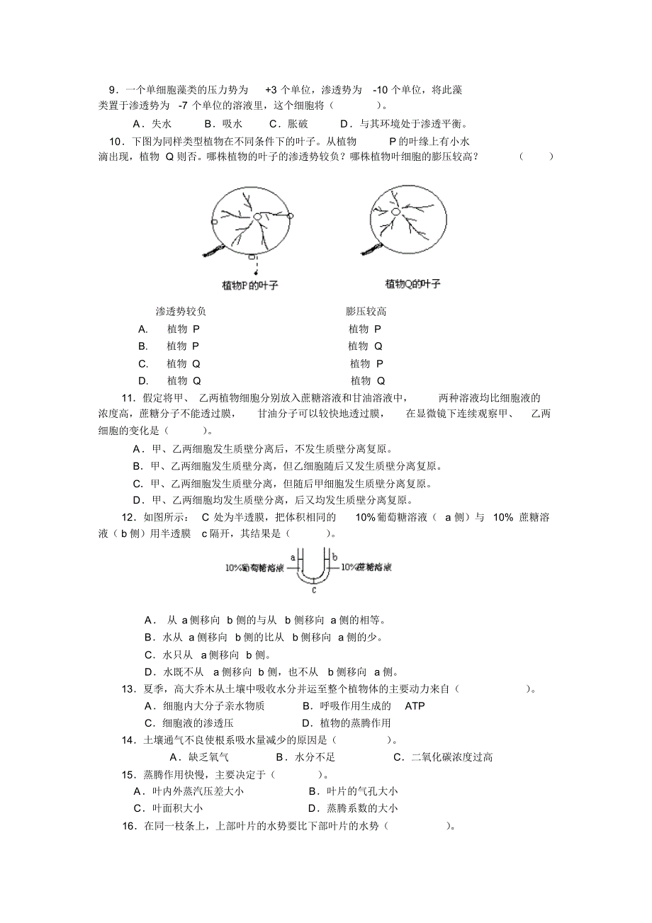 植物生理学练习题_第4页