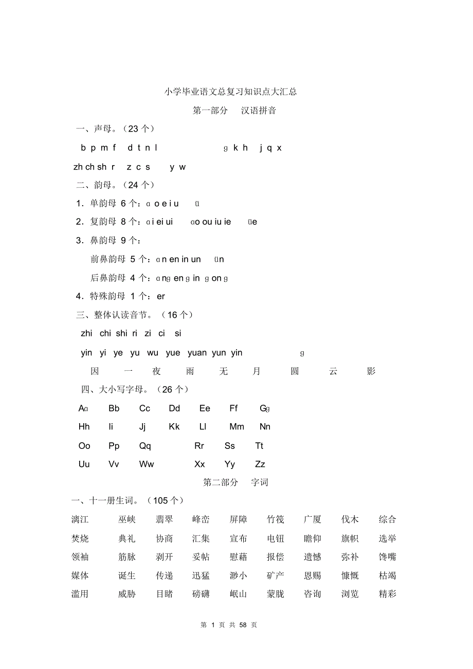 小学毕业语文总复习知识点大汇总_第1页