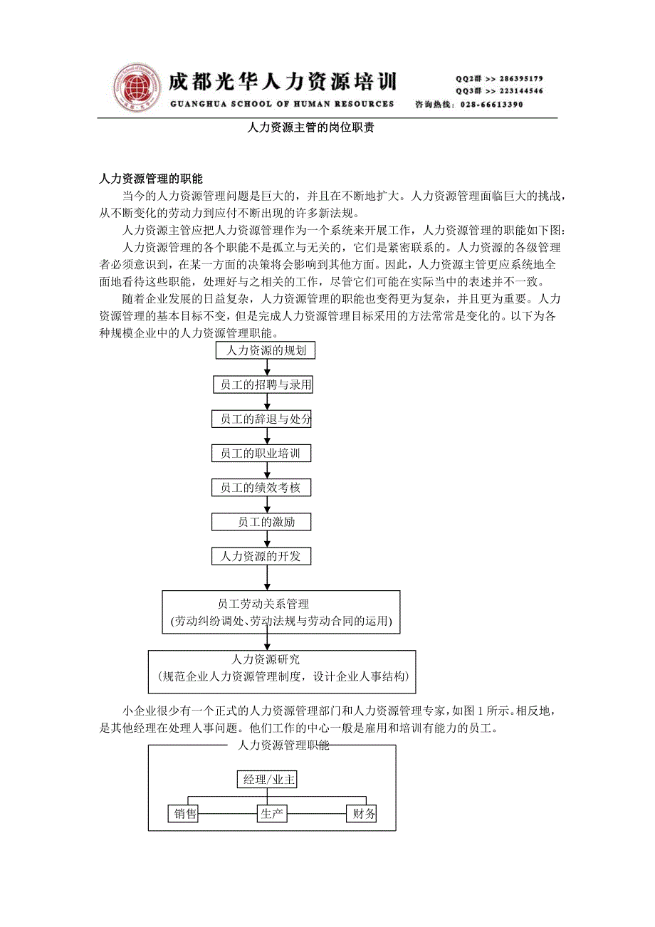 33.《人力资源主管的岗位职责》_第1页