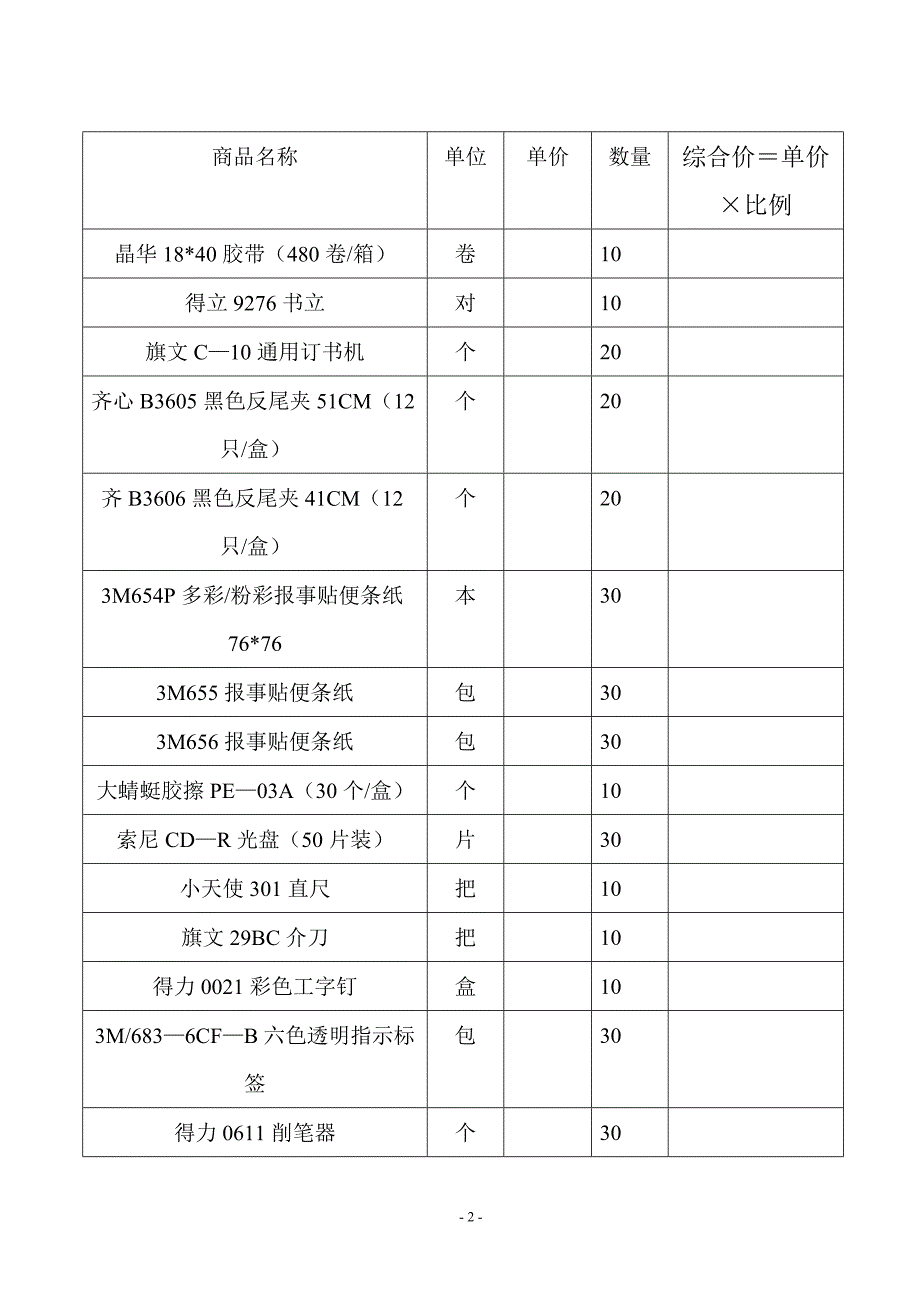 广州边检总站采购文具种类及配送要求[001]_第2页