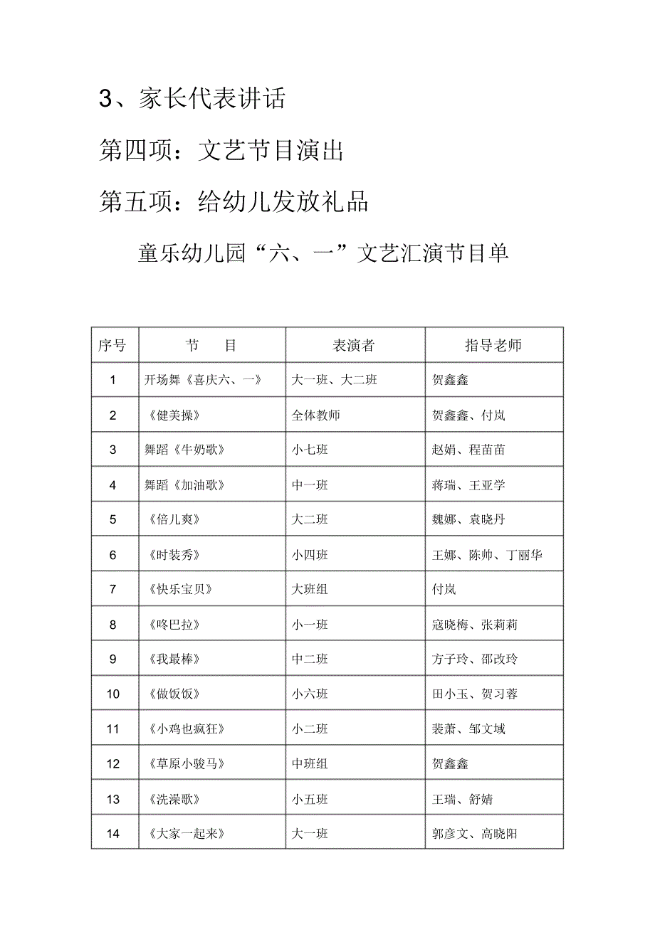 童乐幼儿园文艺汇演活动程序_第3页