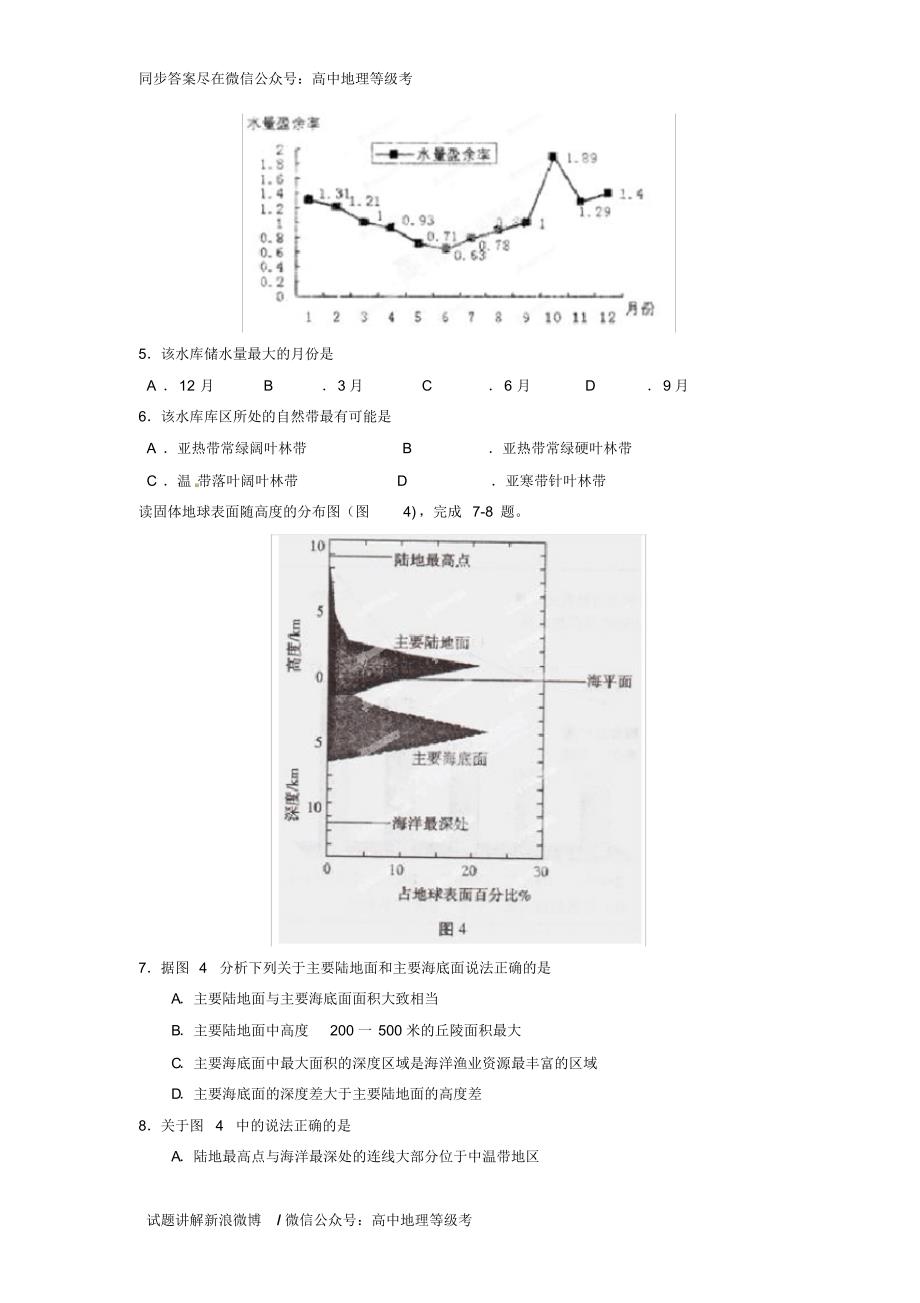2016上海地理等级考模拟试卷(三)_第2页