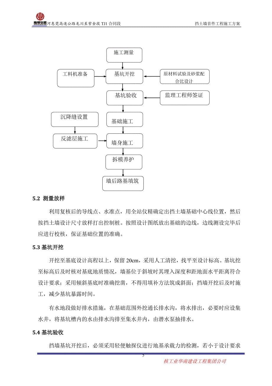 河惠莞高速公路挡土墙首件施工方案_第5页