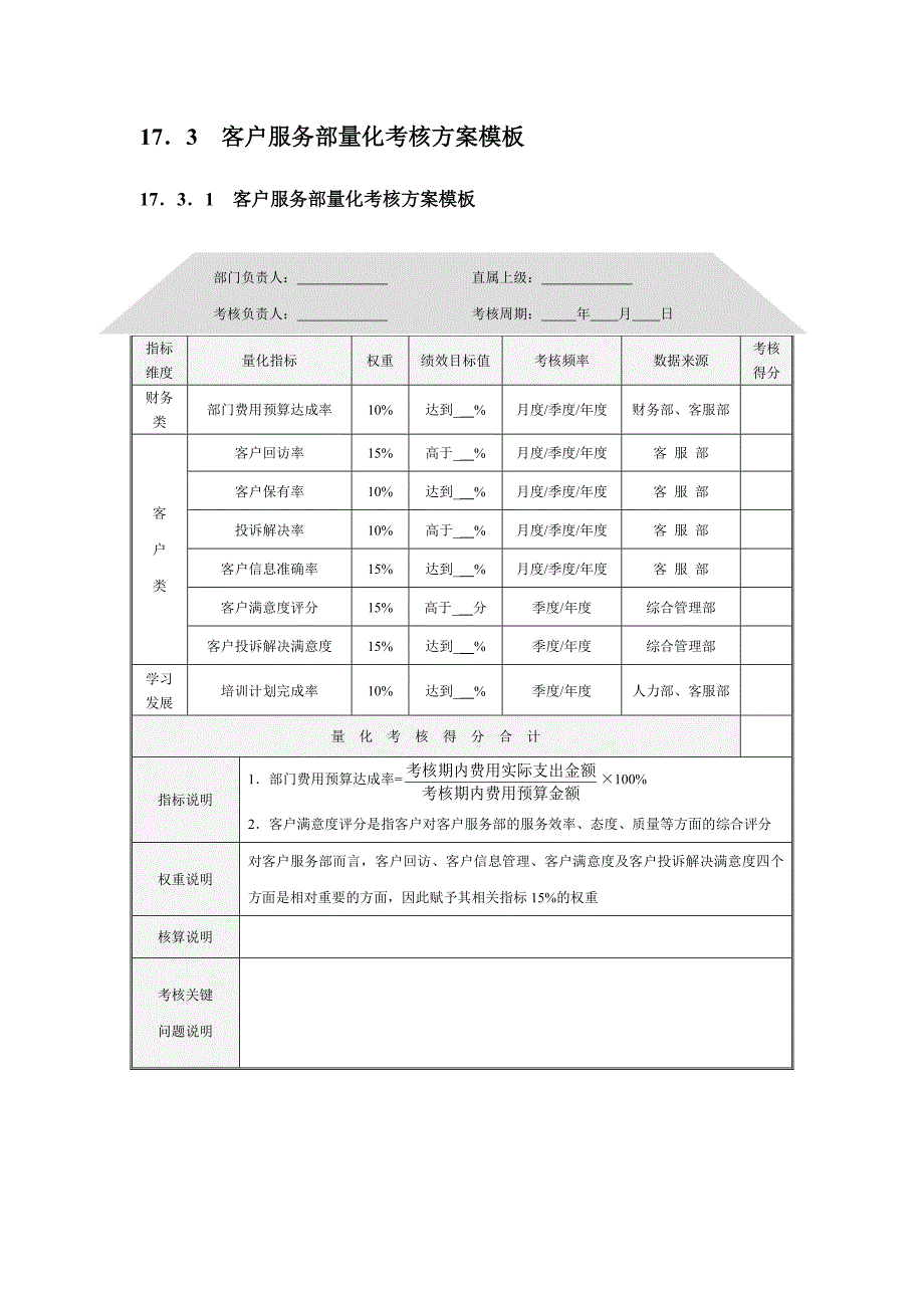 客户服务部绩效考核量表模板_第3页