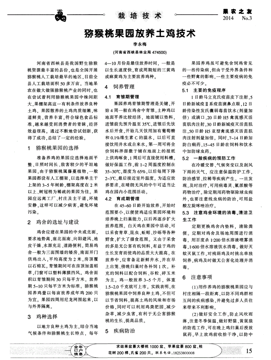 猕猴桃果园放养土鸡技术_第1页