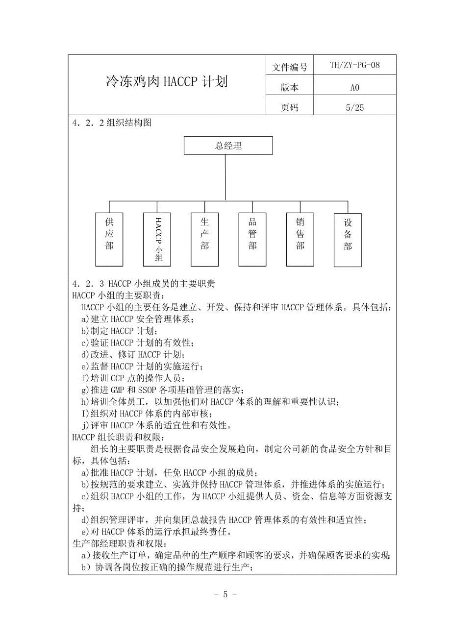 冷冻鸡肉产品HACCP计划_第5页