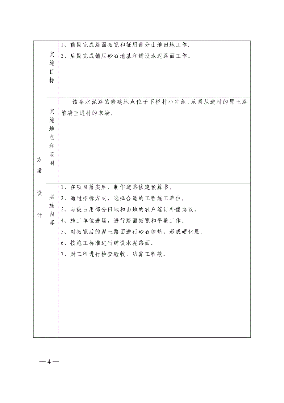 下桥村扶贫资金项目水泥路修建申报书_第4页