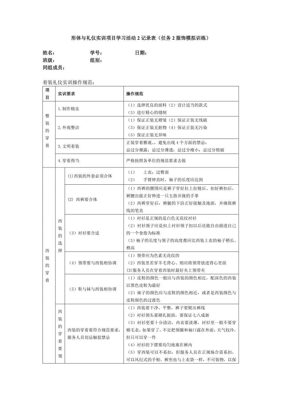 社交礼仪——学生工作过程作业文件与记录表_第5页