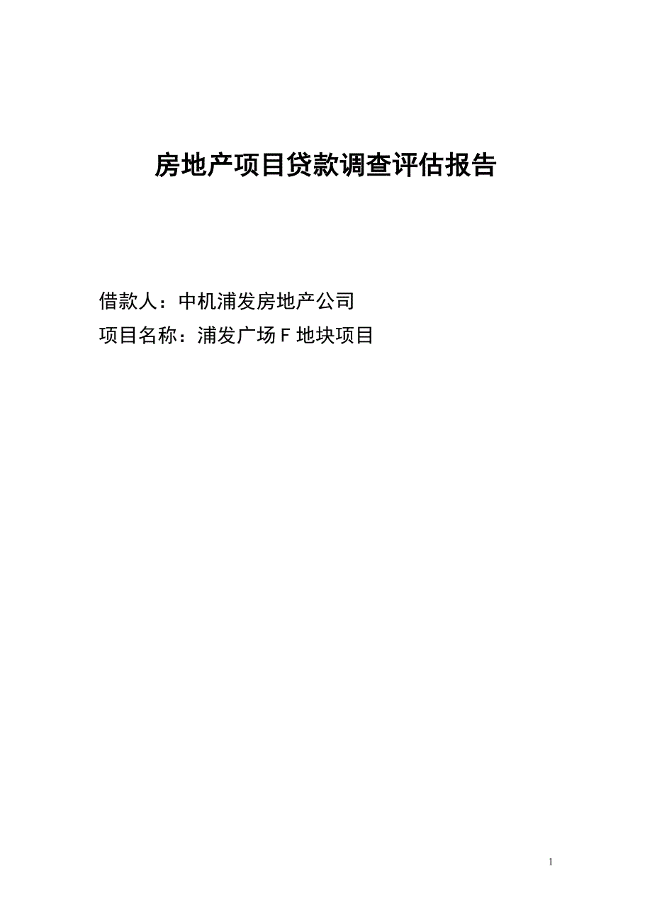 房地产项目贷款评估报告_第1页