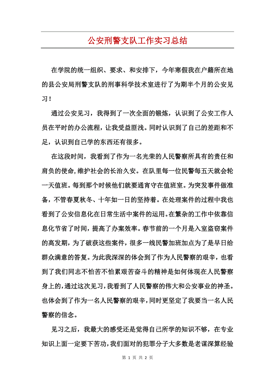 公安刑警支队工作实习总结_第1页