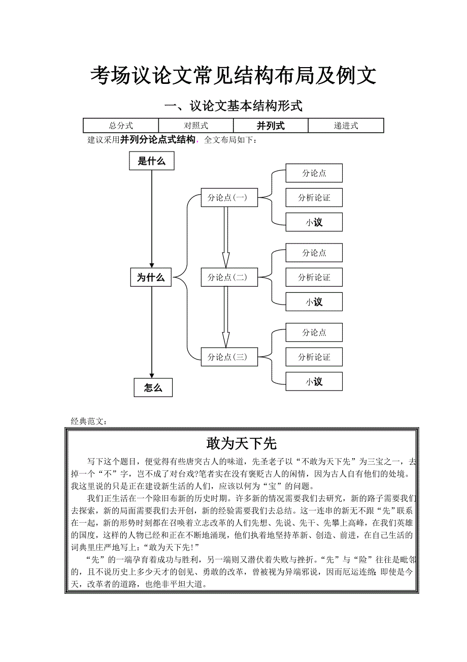 考场议论文常见结构布局及例文_第1页