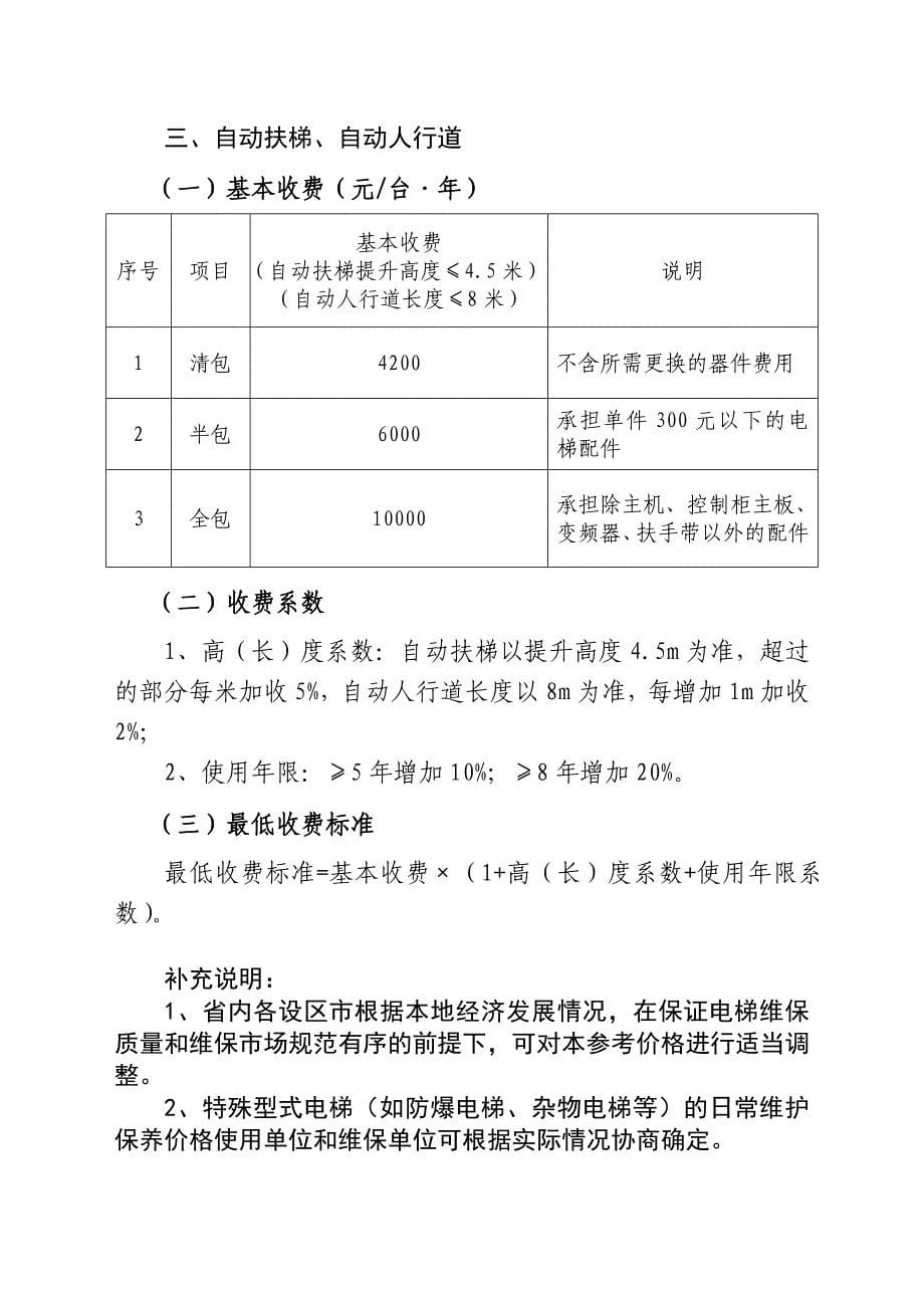 河北省电梯日常维护保养市场参考价_第5页