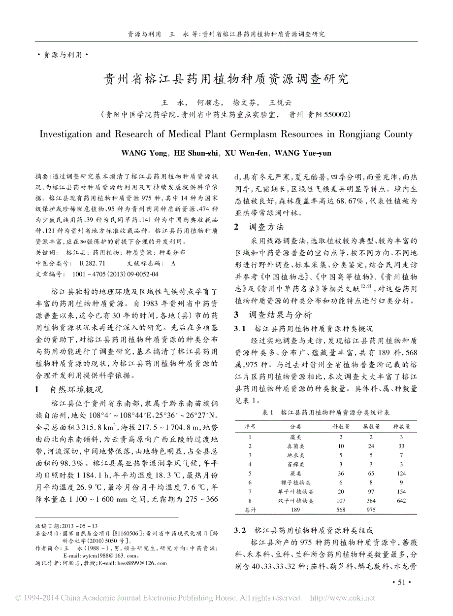 贵州省榕江县药用植物种质资源调查研究_第1页