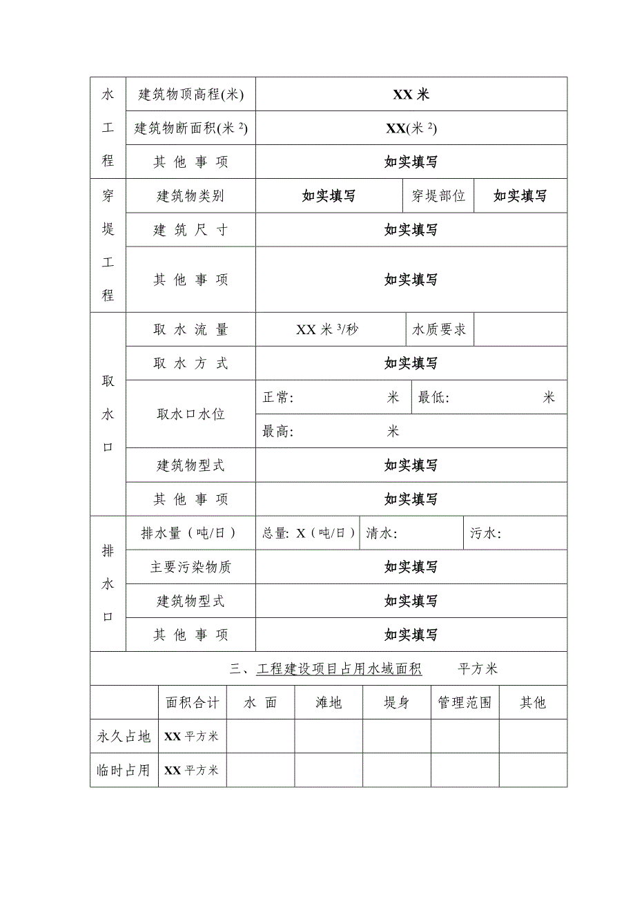 建设项目占用水域申请和审查意见书_第3页