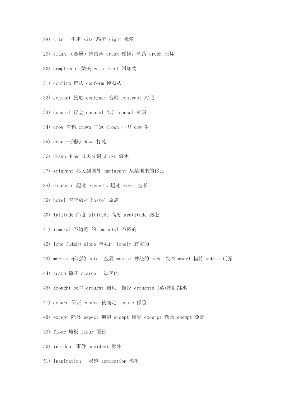 英语听力151组容易混淆拼错的单词_第3页