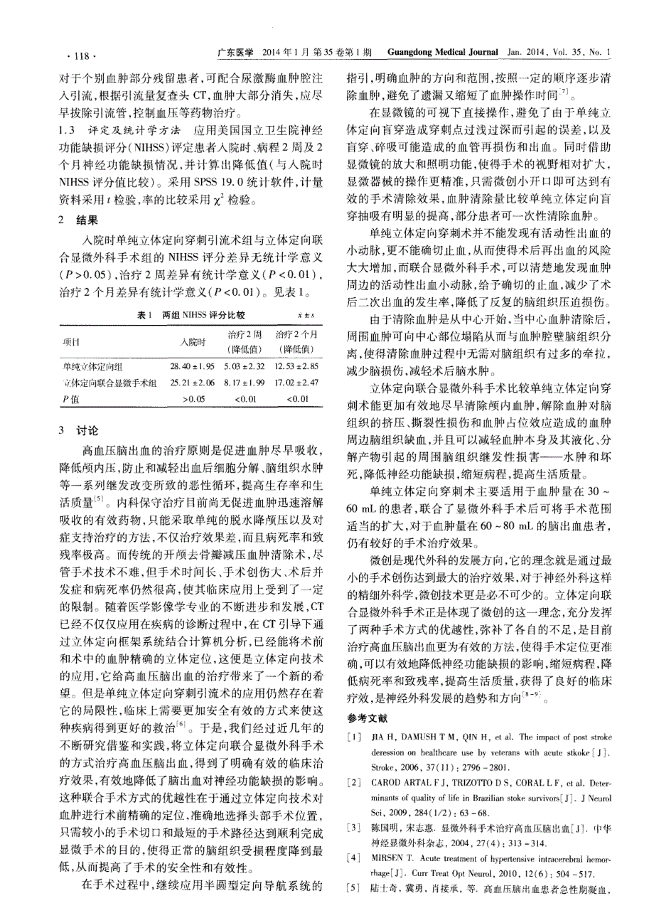 立体定向联合显微手术对脑出血后神经功能缺损的影响_第2页