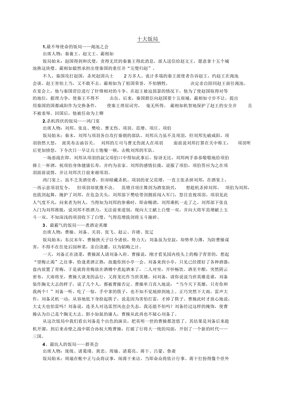 中国古代十大饭局文常积累_第1页