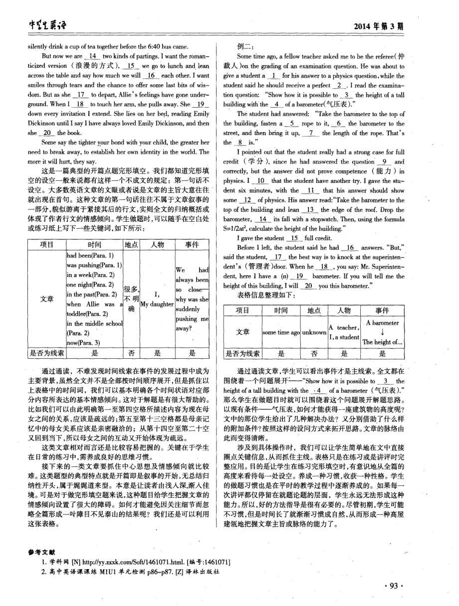 寻纲&#183;挈纲&#183;得要领——叙事类完形填空解题技巧之我见_第2页