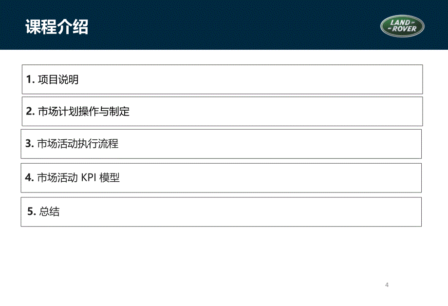 捷豹路虎汽车市场营销管理层集中培训教程_第4页