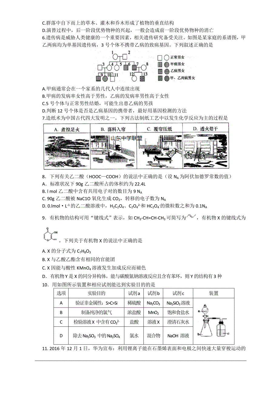 (中学联盟)青岛市2017届高三下学期一模考试试题Word版(理综)_第2页