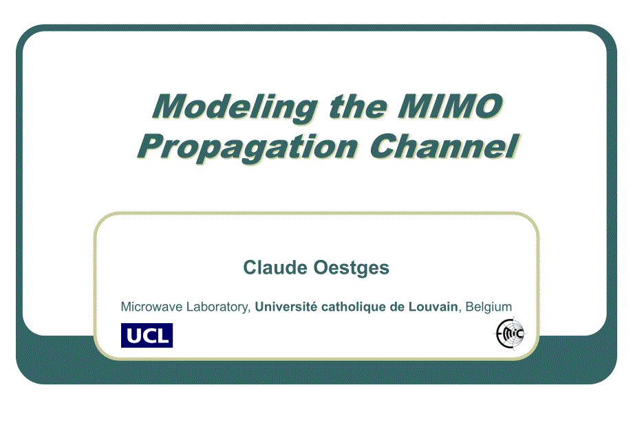 modeling the mimo propagation channel_第1页