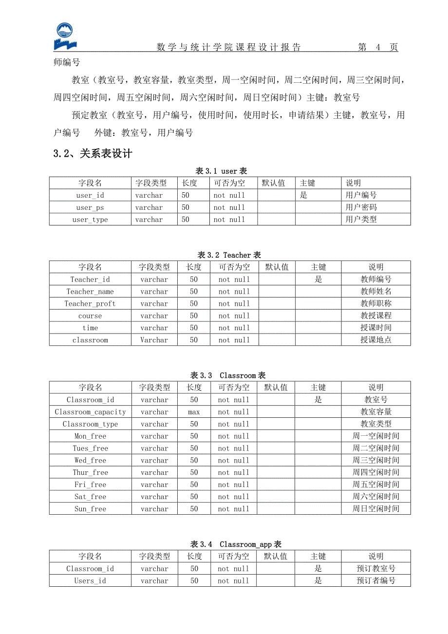 数据库课程设计报告--教室信息管理系统_第5页