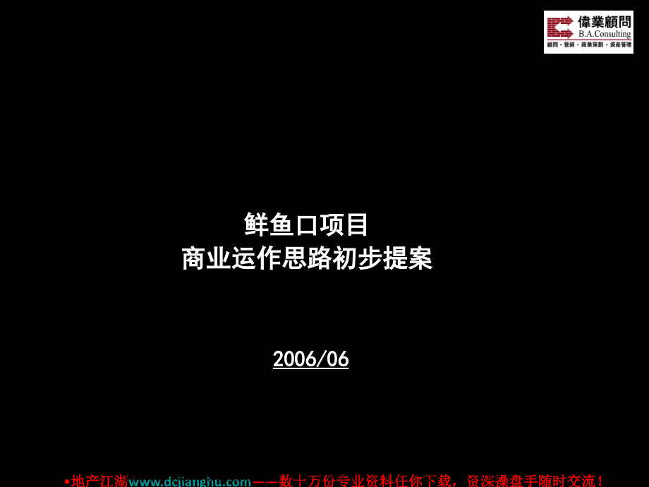 伟业顾问-北京鲜鱼口项目商业运作思路初步提案2006_第1页