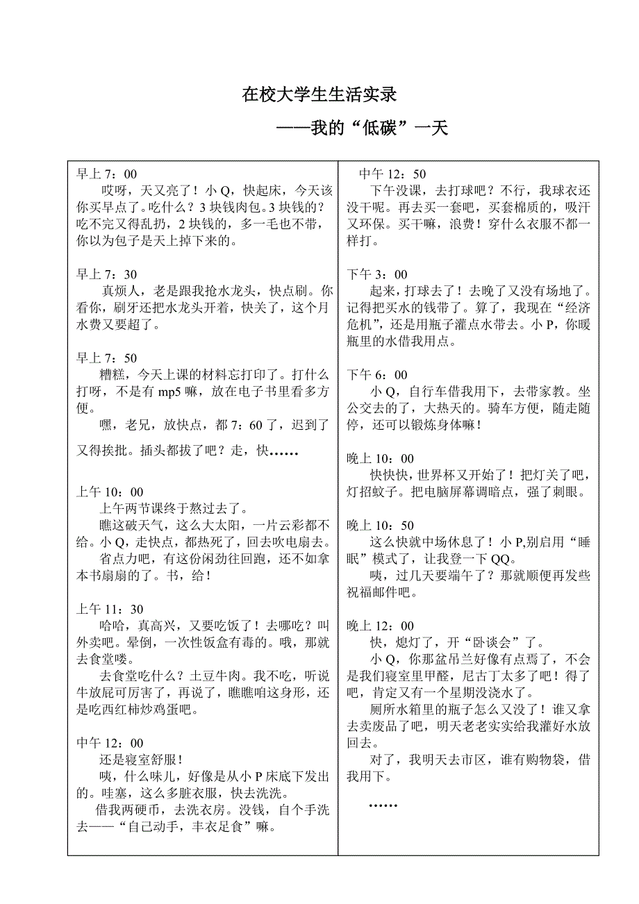 在校大学生生活实录_第1页