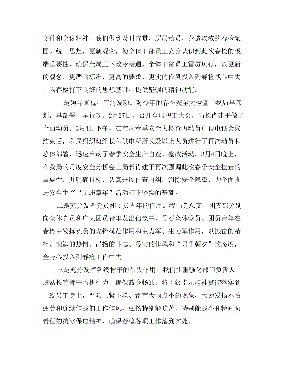 电力局2017年春季安全大检查情况汇报发言_第2页