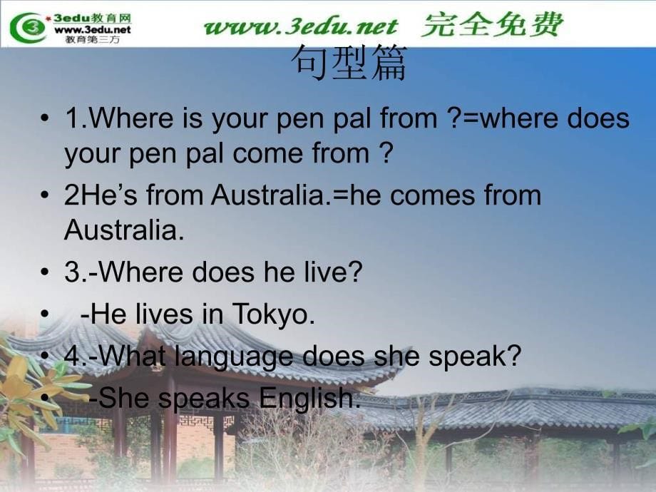 七年级英语Where’s your pen pal fro课件1_第5页