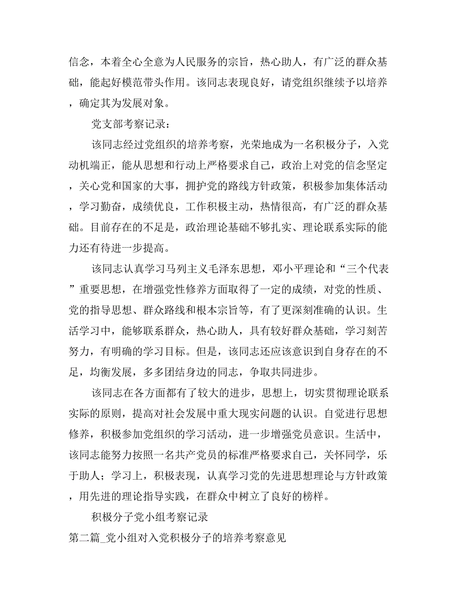 积极分子党小组考察记录_第3页